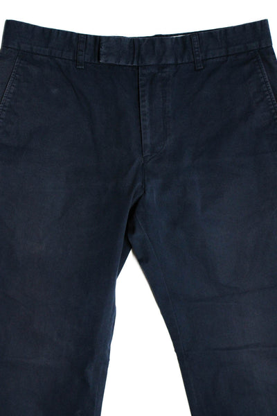 Paul Smith Men's Hook Closure Flat Front Straight Leg Chino Pant Blue Size 30