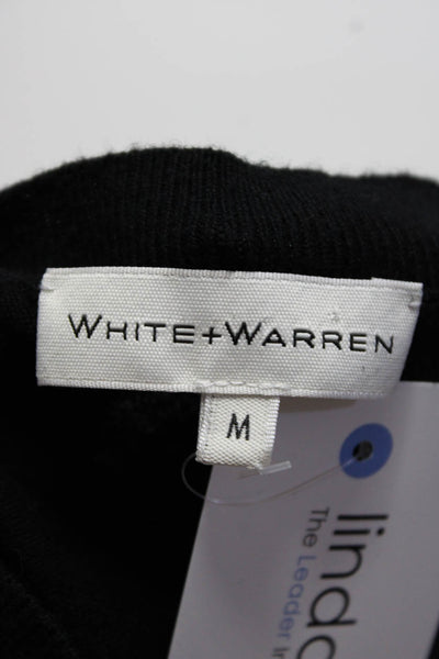 White + Warren Womens Long Sleeve Crew Neck Knit Sweatshirt Black Cotton Medium