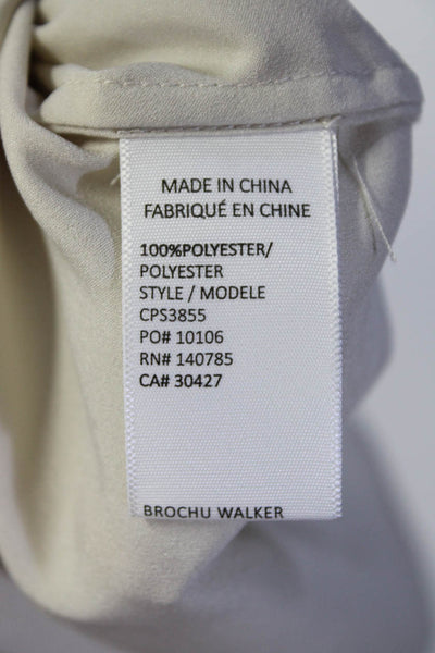 Brochu Walker Womens Long Sleeve Scoop Neck Satin Top White Size Large