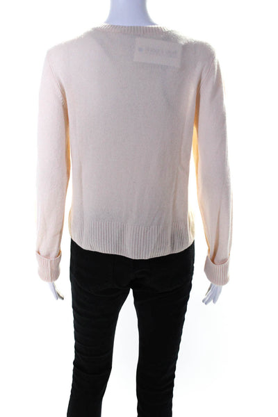 Vince Womens Button Front Round Neck Cashmere Sweater Beige Size Large