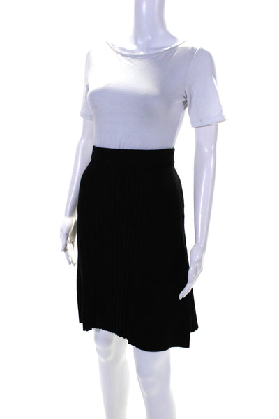 Calvin Klein Womens Black Wool Ribbed Knit Knee Length A-Line Skirt Size S