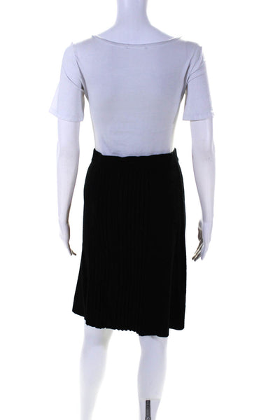 Calvin Klein Womens Black Wool Ribbed Knit Knee Length A-Line Skirt Size S