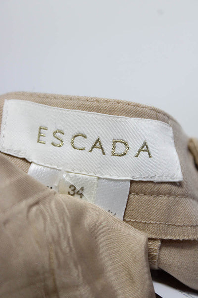 Escada Womens Side Zip High Rise Pleated Dress Pants Brown Wool Size FR 34