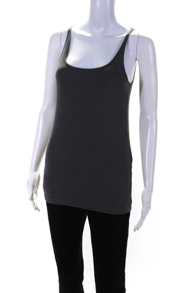 Eileen Fisher Womens Scoop Neck Knit Tank Top Gray Cotton Size Medium