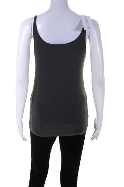 Eileen Fisher Womens Scoop Neck Knit Tank Top Gray Cotton Size Medium