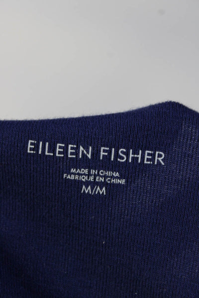 Eileen Fisher Womens Scoop Neck Knit Boxy Tank Top Navy Blue Cotton Size Medium
