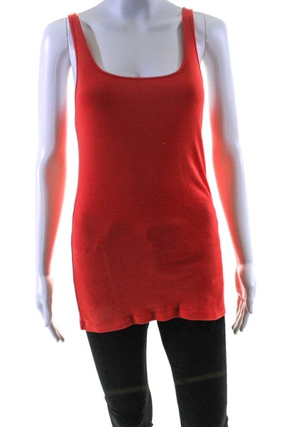 Eileen Fisher Womens Scoop Neck Knit Tank Top Red Cotton Size Medium