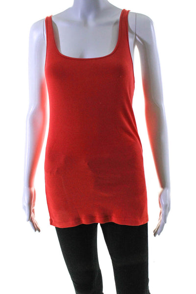 Eileen Fisher Womens Scoop Neck Knit Tank Top Red Cotton Size Medium