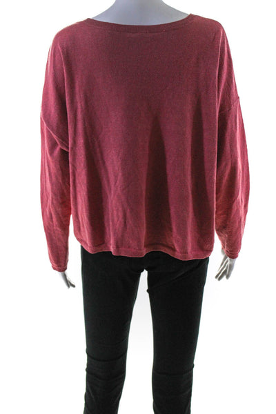 Eileen Fisher Womens Long Sleeve Scoop Neck Oversized Shirt Red Size Medium