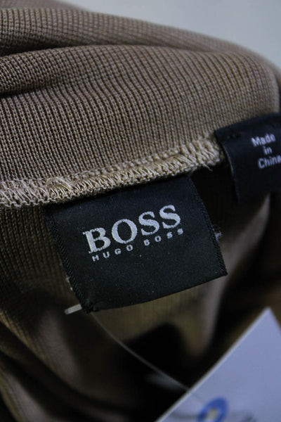Boss Hugo Boss Mens Long Sleeve Turtleneck Silk Knit Shirt Brown Size Large