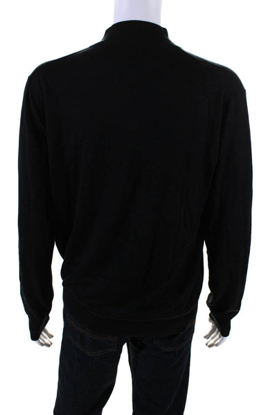 Paul Fredrick Mens Silk Mock Neck Long Sleeve Pullover Sweater Black Size XL