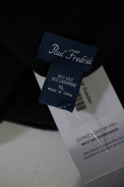 Paul Fredrick Mens Silk Mock Neck Long Sleeve Pullover Sweater Black Size XL