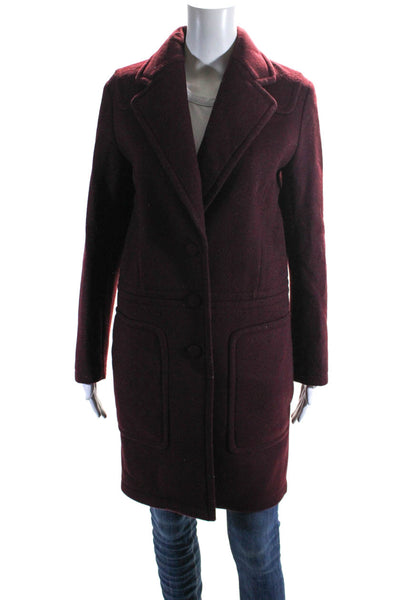 Alexander Wang Womens Long Sleeved Collared Buttoned Overcoat Maroon Size 0