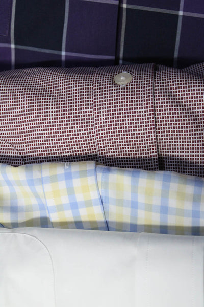 Paul Fredrick Mens Button Down Shirts Red White Purple Size 17.5 18.5 XL Lot 4