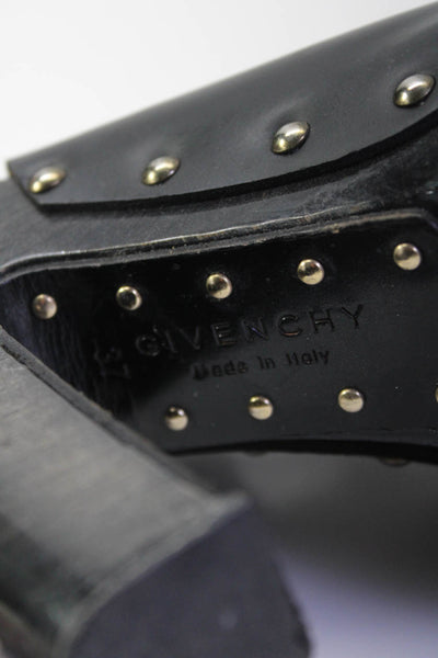 Givenchy Womens Leather Platform Peep Toe Studded Heels Black Size 7