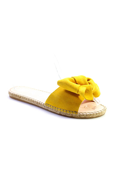 Manebi Women's Round Toe Suede Bow Flat Slides Sandals Yellow Size 9