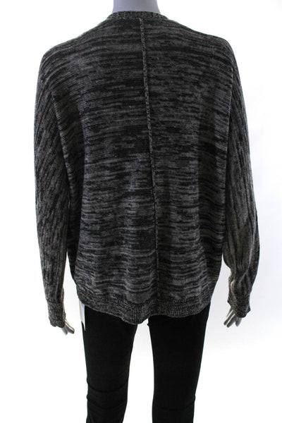 Eileen Fisher Womens Open Front Cardigan Sweater Gray Black Linen Size XS