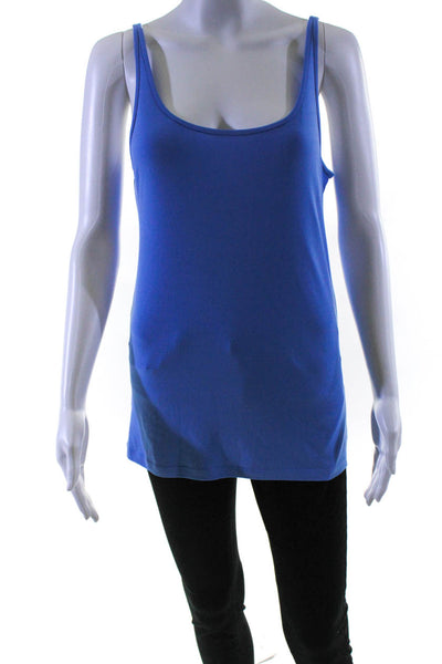 Eileen Fisher Womens Spaghetti Strap Scoop Neck Silk Knit Tank Top Blue Small