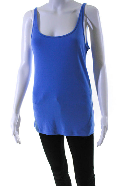 Eileen Fisher Womens Spaghetti Strap Scoop Neck Silk Knit Tank Top Blue Small