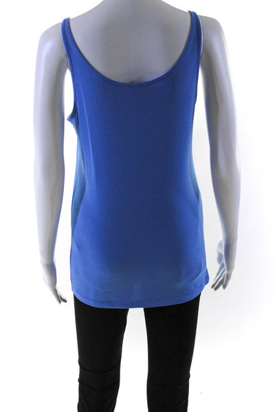 Eileen Fisher Womens Spaghetti Strap Scoop Neck Silk Knit Tank Top Blue Small