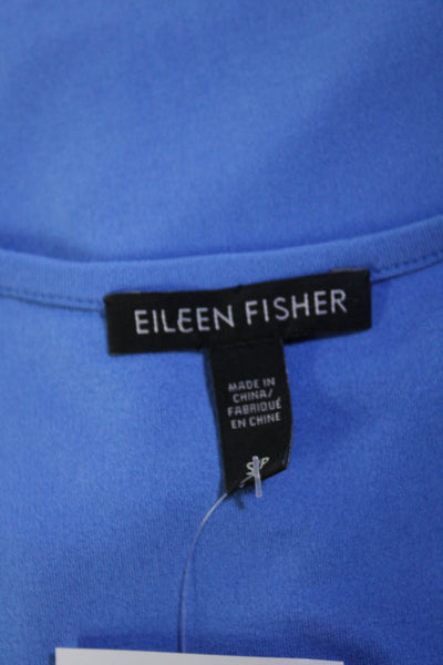 Eileen Fisher Womens Spaghetti Strap Scoop Neck Silk Knit Tank Top Blue Small