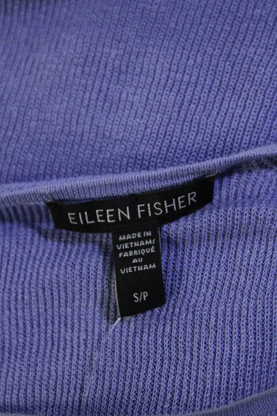 Eileen Fisher Womens Pullover Crew Neck Sweatshirt Purple Linen Size Small