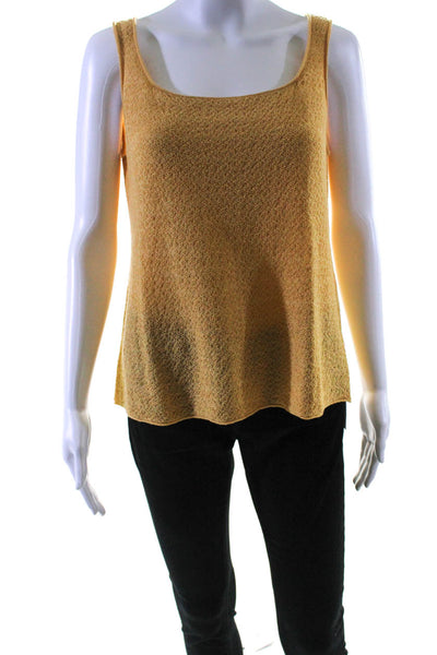 Eileen Fisher Womens Scoop Neck Open Knit Tank Top Yellow Wool Size Medium