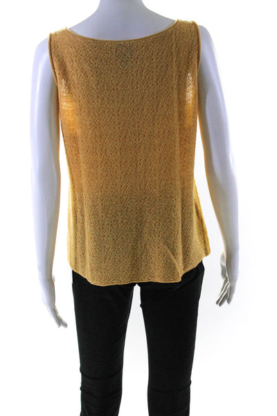 Eileen Fisher Womens Scoop Neck Open Knit Tank Top Yellow Wool Size Medium