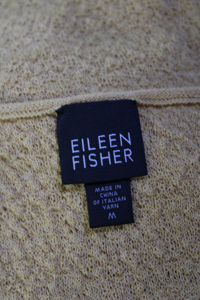 Eileen Fisher Womens Scoop Neck Open Knit Tank Top Yellow Wool Size Medium