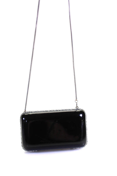 Mishi Womens Jeweled Trim Minaudiere Crossbody Shoulder Handbag Black