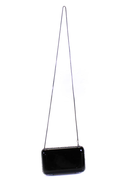 Mishi Womens Jeweled Trim Minaudiere Crossbody Shoulder Handbag Black