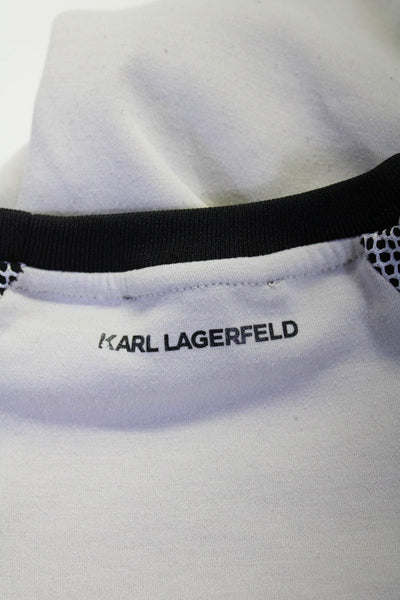 Karl Lagerfeld Kids Childrens Girls Mesh Sleeves Sweater White Black Size 4