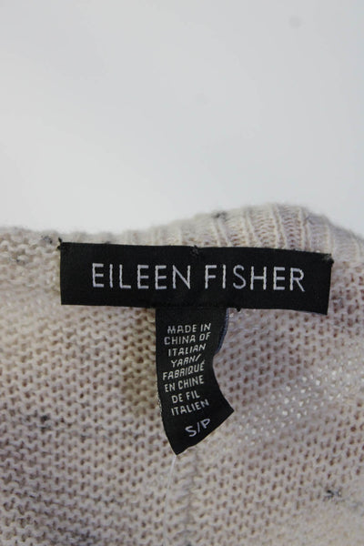 Eileen Fisher Womens Oversized Scoop Neck Speckled Sweater White Size Small