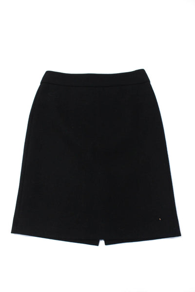 J Crew Womens Wool Knee Length Lined Back Slit Pencil Skirt Black Size 2 Lot 2