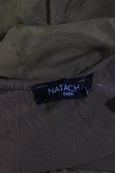 Natacha Womens Spaghetti Strap Scoop Neck Midi Tank Shift Dress Brown Size M