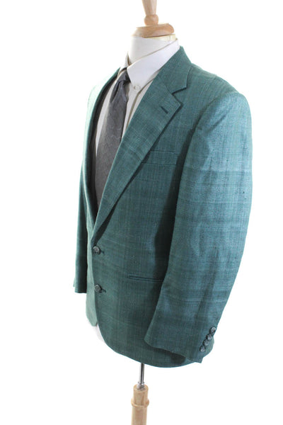 Oakton Ltd Men's Collared Long Sleeves Lined Two Button Jacket Green Size 38