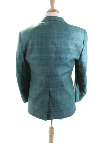 Oakton Ltd Men's Collared Long Sleeves Lined Two Button Jacket Green Size 38