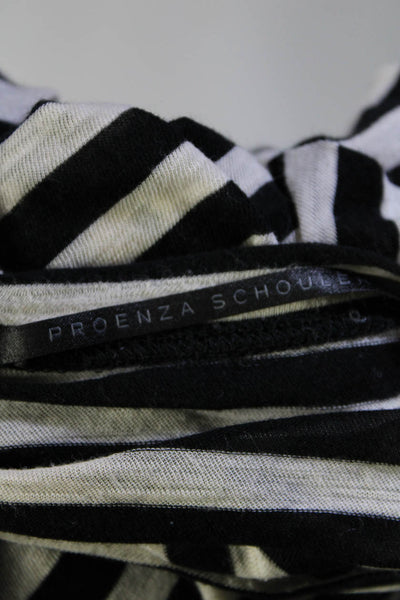 Proenza Schouler Womens Striped Long Sleeves Tee Shirt Black White  Size Small