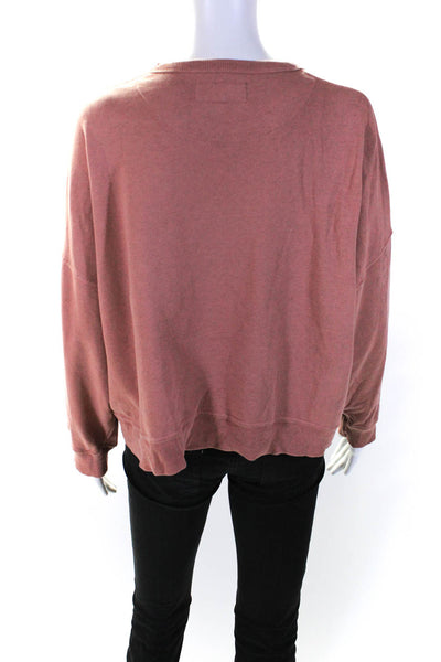 The Great Womens Crew Neck Long Sleeves Pullover Sweatshirt Pink Cotton Size 2