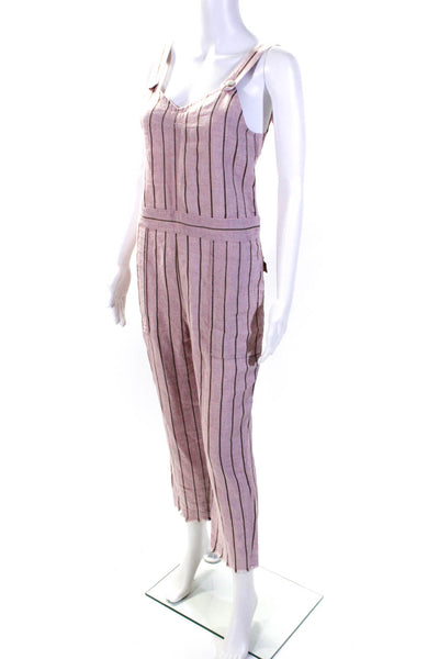 Rag & Bone Womens V-Neck Sleeveless Pockets Straight Leg Jumpsuit Stripe Size 00