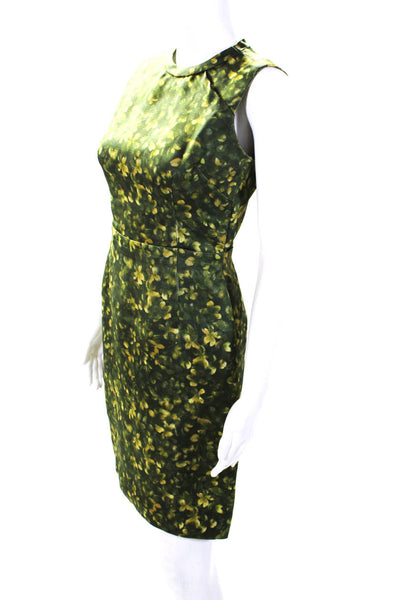 Vera Wang Womens Floral Print Sleeveless Sheath Dress Green Yellow Size 6