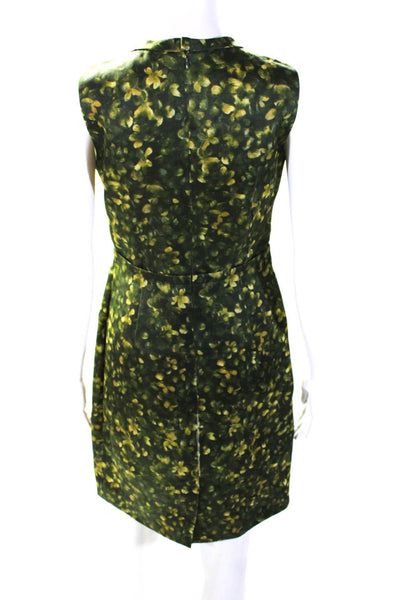 Vera Wang Womens Floral Print Sleeveless Sheath Dress Green Yellow Size 6