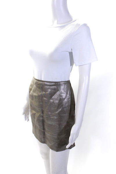 Elie Tahari Womens Linen Mini Skirt Silver Beige Size 4