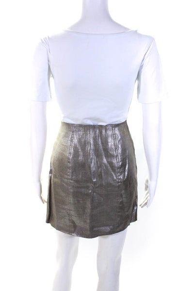 Elie Tahari Womens Linen Mini Skirt Silver Beige Size 4