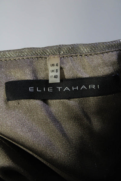 Elie Tahari Womens Linen Mini Skirt Silver Beige Size 4