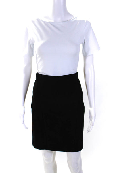 Elie Tahari Womens Suede Zip Up Back Pencil Skirt Black Size 4