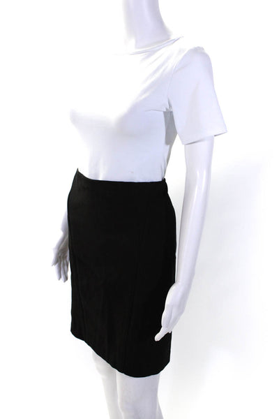 Elie Tahari Womens Suede Zip Up Back Pencil Skirt Black Size 4