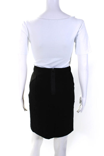 Elie Tahari Womens Suede Zip Up Back Pencil Skirt Black Size 4