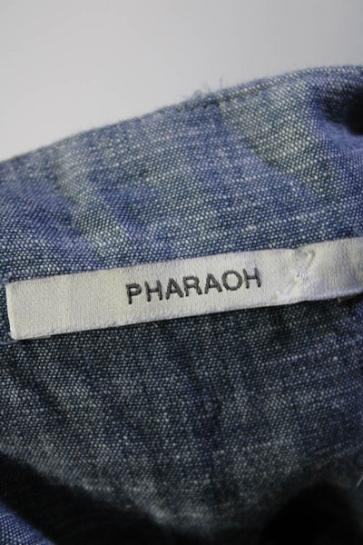 Pharaoh Womens High-Rise Three Button Parachute Capri Trousers Blue Size M