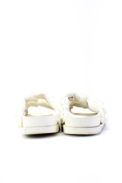 Comfy Studio Womens Faux Shearling Double Buckle Renuar Slides White Size 6US 36